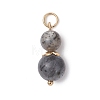 3Pcs 3 Styles Natural Lava Rock & Larvikite & Golden Sheen Obsidian Round Beaded Pendants PALLOY-JF04701-07-3
