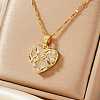 Elegant Brass Pave Clear Cubic Zirconia Heart Pendant Necklaces for Women UX5572-2-2