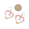 Heart 304 Stainless Steel Glass Seed Beads Dangle Earrings EJEW-MZ00646-2