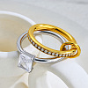 304 Stainless Steel & Clear Cubic Zirconia Finger Rings WG6CB4B-06-1