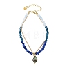 Natural Paua Shell Charm Dyed Natural Malaysia Jade Faceted Rondelle Bracelets with 304 Stainless Steel Chains for Women BJEW-JB14297-3