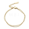 304 Stainless Steel Round Snake & Ball Chains Double Layer Multi-strand Bracelet for Women BJEW-B064-11G-1
