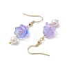Flower Transparent Spray Painted Glass Dangle Earrings EJEW-JE05742-5