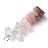 Gradient Color Natural Quartz Crystal & Natural Rose Quartz & Natural Rhodonite & Natural Pink Opal Chip Beaded Pendants PALLOY-JF02790-04-4