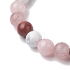 8.5mm Round Natural Rhodonite & Howlite & Strawberry Quartz & Rose Quartz  Bead Stretch Bracelets for Women BJEW-JB10944-06-3