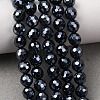 Electroplated Natural Agate Beads Strands G-B191-A07-6mm-18-1