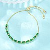 Rectangle Brass Micro Pave Cubic Zirconia Slider Bracelets KK-A305-02G-04-1