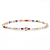 Bohemian Glass Seed Beads & Brass Stretch Bracelets for Women TI8364-14-1