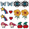 14Pcs 7 Styles Embroidery Cloth Brooches JEWB-FH00047-1