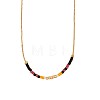 Bohemian Glass Beaded Brass Boston Link Chain Necklaces for Women Elegant Daily Jewelry CD0318-1-4