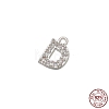 Real Platinum Plated Rhodium Plated 925 Sterling Silver Micro Pave Clear Cubic Zirconia Charms STER-P054-10P-D-1
