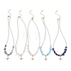 Alloy Crystal Rhinestone Star Pendant Natural Mixed Gemstone Chip and Round White Glass Pearl Beaded Necklaces NJEW-JN05696-2