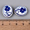 Hand Painted Tulip Flower Oval Porcelain Beads PORC-N012-11H-3