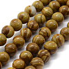 Natural Wood Lace Stone Wooden Jasper Round Bead Strands G-J276-06-12mm-1