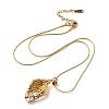 304 Stainless Steel with Clear Glass Leaf Pendant Necklaces NJEW-G184-06G-4