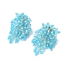 Glass Seed Braided Beaded Flower Stud Earrings EJEW-MZ00736-01-4