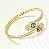Brass Micro Pave Cubic Zirconia Cuff Bangles for Women BJEW-F526-08G-3