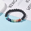 Natural Lava Rock & Mixed Stone Stretch Bracelet BJEW-JB07999-2