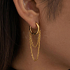 304 Stainless Steel Double Chain Tassel Hoop Earrings for Women MX0764-1