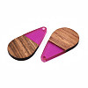 Transparent Resin & Walnut Wood Pendants LS-RESI-N025-030-C05-3