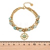 Bohemian 304 Stainless Steel Chain & Natural Beads Double Layers Bracelets BJEW-C150-01F-G-3