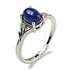 Oval Natural Lapis Lazuli Adjustable Rings RJEW-Q818-01P-05A-2