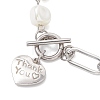 Electroplated Shell Pearl Beads & 304 Stainless Steel Paperclip Chains Beaded Bracelets for Women BJEW-JB12892-3