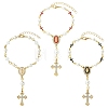 Brass Enamel & Shell Pearl Pendant Decorations HJEW-YW00501-01-2