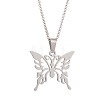 2Pcs 2 Styles 201 Stainless Steel Butterfly & Dragonfly Pendant 304 Stainless Steel Pea Chain Necklaces for Women NJEW-JN05998-3