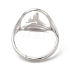 Non-Tarnish 304 Stainless Steel Whale Tail Adjustable Ring for Women RJEW-M149-01P-2