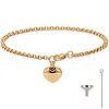 2Pcs Heart Non-Tarnish Stainless Steel Charm Bracelets BJEW-CN0001-23G-1
