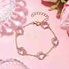 Glass Flower Links Bracelet BJEW-JB10219-2