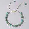Adjustable Retro Boho Vintage Square Dyed Natural Imperial Jasper Braided Bead Bracelets for Women Men RP7679-8-1