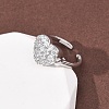 Brass Micro Pave Cubic Zirconia Cuff Open Rings RJEW-C153-02P-3