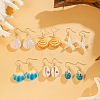 Shell Shape & Starfish Alloy Natural Shell Dangle Earrings FS-WGAC3B8-01-1