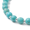 Natural Lava Rock & Synthetic Turquoise Rosary Bead Necklace NJEW-JN04237-01-7