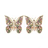 Butterfly Brass Micro Pave Colorful Cubic Zirconia Connector Charms KK-G435-03G-2