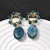 Natural Apatite Dangle Stud Earrings EJEW-G454-01G-06-3