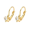 Flat Round Brass Micro Pave Clear Cubic Zirconia Leverback Earring Findings KK-Z136-24G-01-1