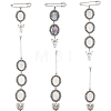 Alloy Oval Pendant Cabochon Settings & Heart Charms Pendant Decorations HJEW-FH00299-1