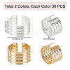 60Pcs 2 Colors Brass Grooved Column Open Cuff Earrings for Men Women KK-DC0001-93-2