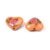 Flower Printed Opaque Acrylic Heart Beads SACR-S305-28-J04-3