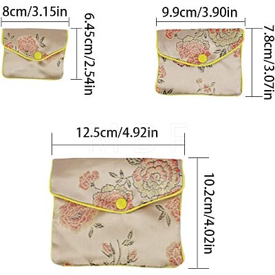 Embroidery Damask Cloth Pouches Set ABAG-NB0001-14-1