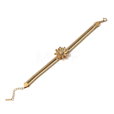 304 Stainless Steel Snake Chain Double Layers Bangles for Women BJEW-D465-04A-G-1