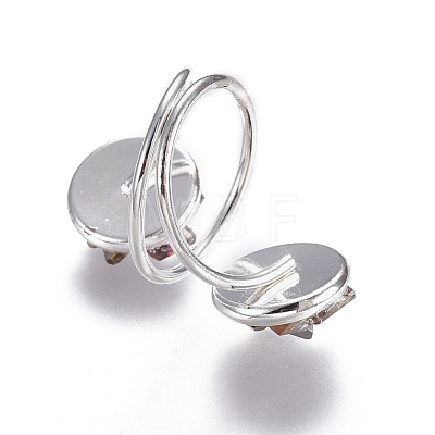 Electroplate Glass Cuff Rings RJEW-JR00248-03-1