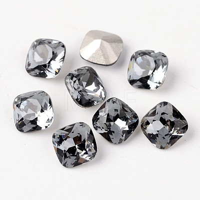 Faceted Square Glass Pointed Back Rhinestone Cabochons X-RGLA-E007-8mm-M-1