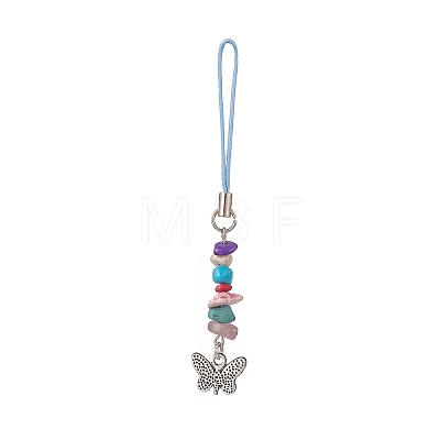7 Chakra Synthetic Turquoise Beads Mobile Phone Strap HJEW-JM00931-1