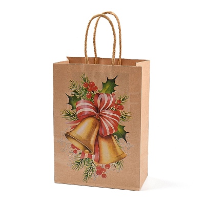 Christmas Theme Printed Kraft Paper Bags with Handles ABAG-M008-08C-1