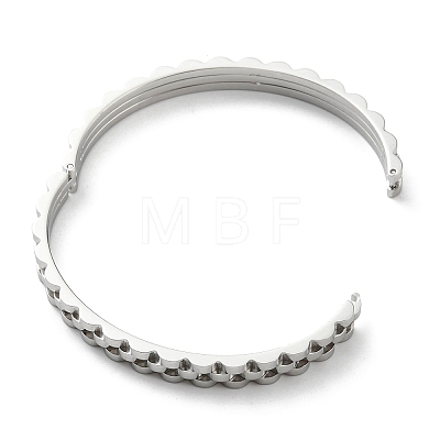 304 Stainless Steel Wave Hinged Bangle for Women BJEW-D055-01-1
