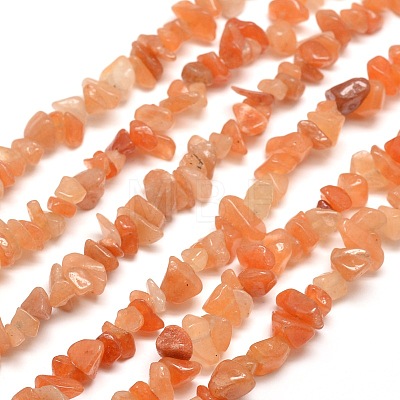 Natural Red Aventurine Chip Bead Strands X-G-M205-10A-1